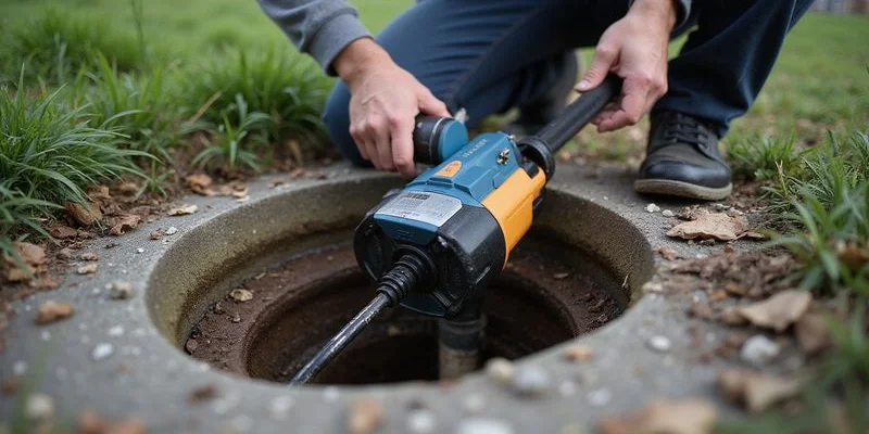 CCTV drain survey camera being inserted into a drain access point for inspection at a Sligo property